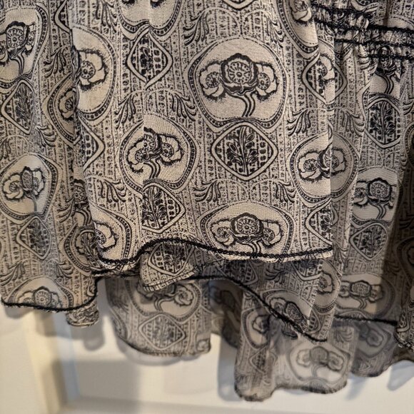 Studio M Silk Midi Skirt in Black and Gray, Size Large - Picture 5 of 7